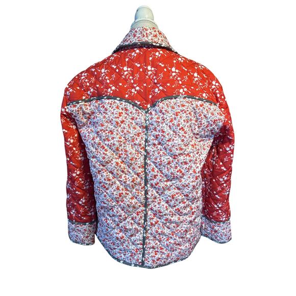 Floral Quikted Jacket Red White Medium - Picture 5 of 9